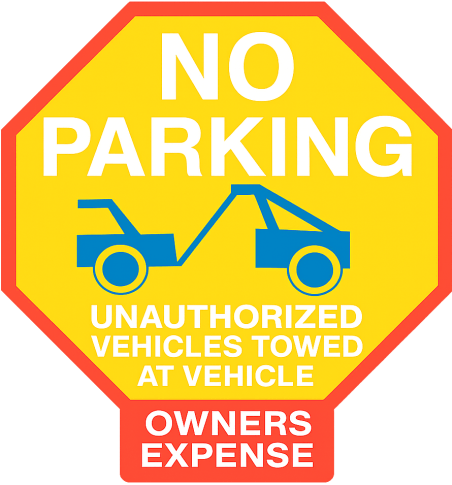 No Parking Sign truck towing car